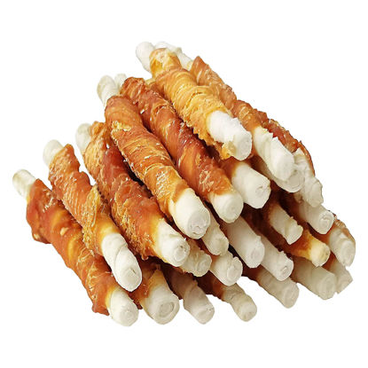 Picture of MON2SUN Dog Treats, 5 Inch Rawhide Twist Chicken Hide Sticks, Suitable for Puppy and Small Dogs, 5 Inch (Chicken, Pack of 25)