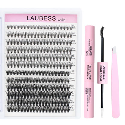 Picture of Lash Extension Kit 20D+40D Lash Clusters Kit Eyelash Extension Kit Lash Bond and Seal Waterproof Individual Lashes Kit Lash Tweezers DIY Lash Extension Kit (Set 20D+40D-0.07C-9-16Mix)