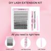 Picture of Lash Extension Kit 20D+40D Lash Clusters Kit Eyelash Extension Kit Lash Bond and Seal Waterproof Individual Lashes Kit Lash Tweezers DIY Lash Extension Kit (Set 20D+40D-0.07C-9-16Mix)