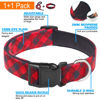 Picture of Ladoogo Reflective Dog Collar Padded with Soft Neoprene Breathable Adjustable Nylon Dog Collars for Small Medium Large Dogs (Small (Pack of 1), Red Plaid Collar+Leash)