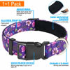 Picture of Ladoogo Reflective Dog Collar Padded with Soft Neoprene Breathable Adjustable Nylon Dog Collars for Small Medium Large Dogs (X-Small (Pack of 1), Purple/Pink Floral Collar+Leash)