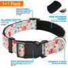Picture of Ladoogo Reflective Dog Collar Padded with Soft Neoprene Breathable Adjustable Nylon Dog Collars for Small Medium Large Dogs (X-Small (Pack of 1), Vanila/Pink Floral Collar+Leash)