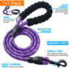 Picture of Ladoogo Reflective Dog Collar Padded with Soft Neoprene Breathable Adjustable Nylon Dog Collars for Small Medium Large Dogs (Large (Pack of 1), Purple/Pink Floral Collar+Leash)