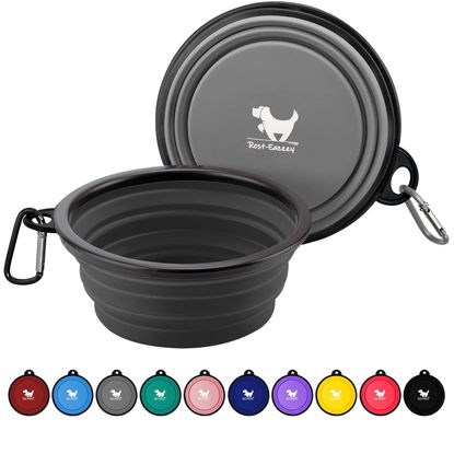 Picture of Collapsible Dog Bowls for Travel, 2-Pack Dog Portable Water Bowl for Dogs Cats Pet Foldable Feeding Watering Dish for Traveling Camping Walking with 2 Carabiners, BPA Free