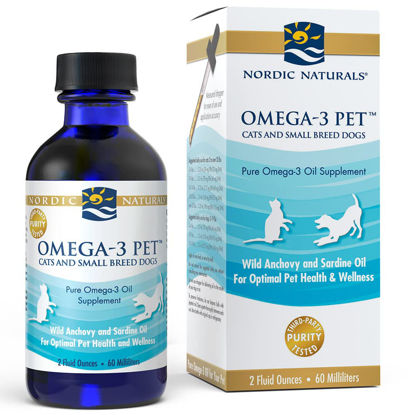 Picture of Nordic Naturals Omega-3 Pet, Unflavored - 2 oz - 304 mg Omega-3 Per One mL - Fish Oil for Small Dogs & Cats with EPA & DHA - Promotes Heart, Skin, Coat, Joint, & Immune Health