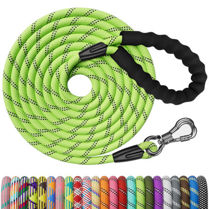 Picture of NTR Heavy Duty Dog Leash, 15FT Training Leash with Swivel Lockable Hook, Padded Handle and Highly Reflective Threads, Dog Lead for Walking, Hunting, Camping, Backyard for Small Medium Large Dog Green