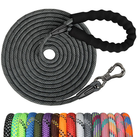 Picture of NTR Long Dog Leash, 20FT Check Cord with Swivel Lockable Hook and Comfortable Padded Handle for Reflective Dog Leash for Small Medium and Large Dogs Walking Training Hiking Camping Playing