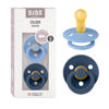 Picture of BIBS Pacifiers Colour Collection | Natural Rubber Baby Pacifier | Set of 2 BPA-Free Soothers | Made in Denmark | 6+ Months (Pack of 2) | Sky Blue/Steel Blue