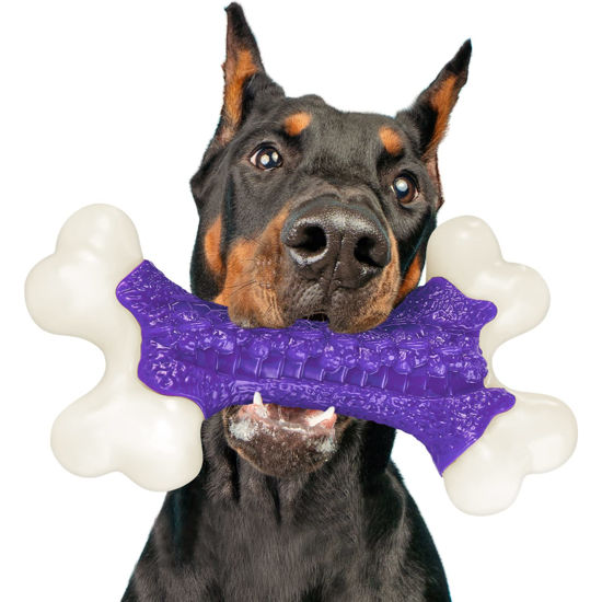 Picture of Kseroo Tough Dog Chew Toys for Aggressive Chewers Large Medium Breed, Bone Toy Dog, Natural Nylon Heavy Duty Extreme Indestructible Teething Training