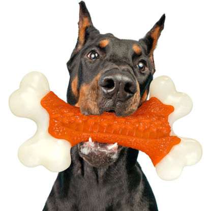 Picture of Kseroo Dog Toys for Aggressive Chewers Large Breed, Tough Bones, Nylon Puppy Teething Chew Toys Medium Dogs, Heavy Duty Peanut Butter Flavor Toys