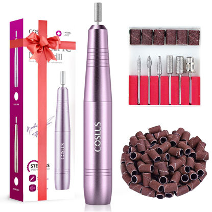Picture of COSLUS Electric Nail Drill File Professional: for Acrylic Gel Dip Powder Nails Portable Nail Drill Machine Kit Manicure Pedicure Tools Polishing Set with Nail Drill Bits Sanding Bands