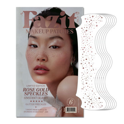 Picture of Fazit Makeup Patches - Rose Gold - Face Glitter Makeup Speckles - Glow Up Makeup Patches - Face Glitter Speckles Patches - Cute Glitter Makeup Accessories for Women - Cosmetic Glitter for Face