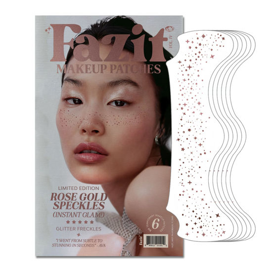Picture of Fazit Makeup Patches - Rose Gold - Face Glitter Makeup Speckles - Glow Up Makeup Patches - Face Glitter Speckles Patches - Cute Glitter Makeup Accessories for Women - Cosmetic Glitter for Face