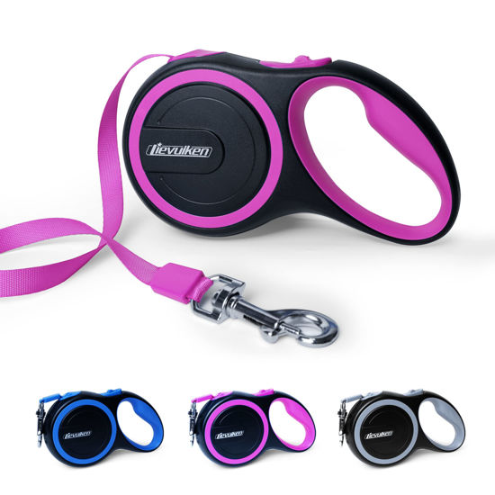 Picture of LIEVUIKEN 16 FT Retractable Dog Leash with No Tangle for Dog up to 44lbs, One-Handed Brake, with Non-Slip Handle, Strong Nylon Tape for Small and Medium Dogs