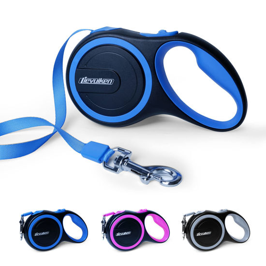 Picture of LIEVUIKEN 16 FT Retractable Dog Leash with No Tangle for Dog up to 44lbs, One-Handed Brake, with Non-Slip Handle, Strong Nylon Tape for Small and Medium Dogs