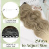 Picture of KooKaStyle Invisible Wire Hair Extensions with Transparent Headband Adjustable Size 4 Secure Clips Long Wavy Secret Wire Hairpiece for Women 16 Inch Ash Brown mix Bleach Blonde