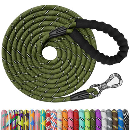 Picture of NTR Heavy Duty Dog Leash, 15FT Training Lead with Swivel Lockable Hook, Padded Handle and Highly Reflective Threads for Walking, Hunting, Camping, Backyard for Small Medium Large Dog