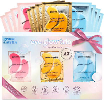 Picture of grace & stella Under Eye Masks/Eye Patches, Birthday Gifts for Women, Bridesmaid Gifts, Self Care Skin Care Set, Gifts For Mom, For Her, Vegan Cruelty Free (12 Pairs, 3 Colors)