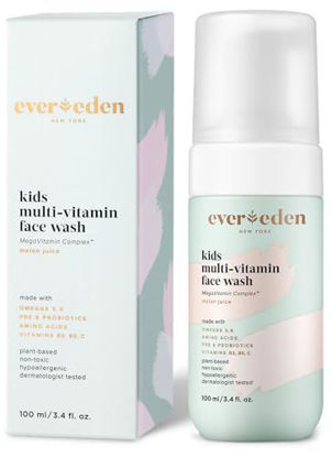 Picture of Evereden Kids Face Wash: Melon Juice, 3.4 fl oz. | Plant Based and Gentle Skin Care | Clean and Non-toxic Face Wash | Multi-Vitamin Kids Skin Care