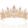 Picture of TOBATOBA Gold Pink Crown, Wedding Tiaras and Crowns for Women, Coronas Para Ramos Buchones De Flores, Queen Crown Royal Princess Quinceanera Headpieces for Birthday Prom Pageant Halloween Cosplay