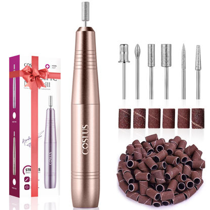 Picture of COSLUS Nail Drill File Professional: for Acrylic Gel Dip Powder Nails Portable Nail Drill Machine Kit Manicure Pedicure Tools Polishing Set with Nail Drill Bits Sanding Bands