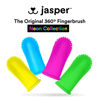 Picture of Jasper Dog Toothbrush, 360-Degree Silicone Dog Finger Toothbrush with Storage Cases, Dog Tooth Brushing Kit, Dog Teeth Cleaning Kit for Medium and Large Dogs, Use with Dog Toothpaste, 4 Pack Neon