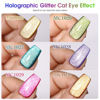 Picture of Double Rhythm Cat Eye Gel Nail Polish Set of 6 Colors Shimmer Glitter with Magnet 9D Holographic Reflective Magnetic Nail Polish (Orange Green Blue Purple Pink Brown-Kit 23)