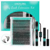 Picture of Lash Extension Kit 320Pcs,DIY Individual Lashes Clusters Kit,Lash Bond And Seal,Lash Remover For Eyelashes Extensions,Lash Applicator Tool For False Eyelash Cluster Kit At Home(40D,D-Mix9-16mm Kit)