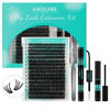 Picture of Lash Extension Kit 320Pcs,DIY Individual Lashes Clusters Kit,Lash Bond And Seal,Lash Remover For Eyelashes Extensions,Lash Applicator Tool For False Eyelash Cluster Kit At Home(50D,D-Mix9-16mm Kit)