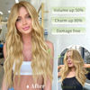 Picture of KooKaStyle Invisible Wire Hair Extensions with Transparent Wire Adjustable Size Long Wavy Synthetic Hairpiece Golden Blonde 20 Inch with 4 Secure Clips for Women