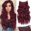 Picture of KooKaStyle Invisible Wire Hair Extensions with Transparent Wire Adjustable Size 4 Secure Clips Long Wavy Secret Hairpiece (20 Inch, Burgundy#118)