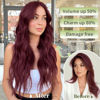 Picture of KooKaStyle Invisible Wire Hair Extensions with Transparent Wire Adjustable Size 4 Secure Clips Long Wavy Secret Hairpiece (20 Inch, Burgundy#118)