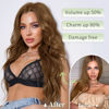 Picture of KooKaStyle Invisible Wire Hair Extensions with Transparent Wire Headband Adjustable Size 4 Secure Clips Long Wavy Hairpiece 16 Inch COCOA# for Women