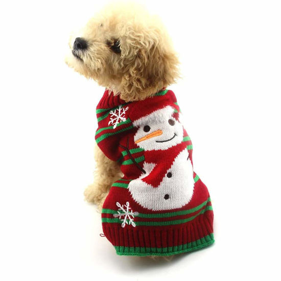 Picture of NACOCO Dog Snow Sweaters Thick Snowman Sweaters Xmas Dog Holiday Sweaters New Year Christmas Sweater Pet Clothes for Small Dog and Cat(Thick Snowman, S)