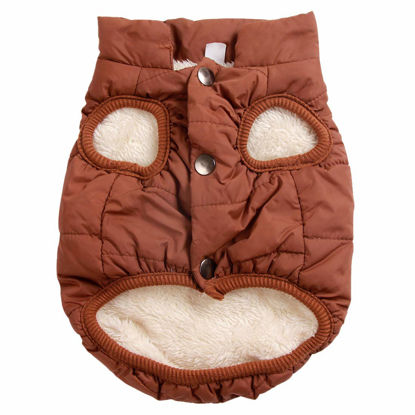 Picture of JoyDaog 2 Layers Fleece Lined Warm Dog Jacket for Puppy Winter Cold Weather,Soft Windproof Small Dog Coat,Brown S