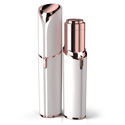 Picture of Facial Hair Remover for Women - as Seen on TV Painless Face Shaver - Electric Hair Removal Device for Face Lips Peach Fuzz with Light (White)