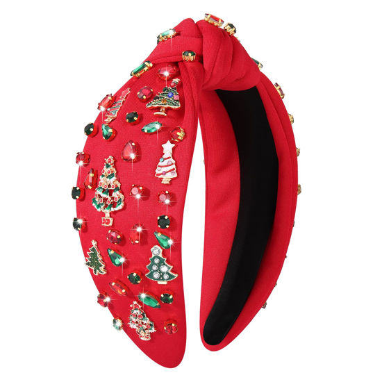 Picture of MOLOCH Christmas Headband for Women Christmas Tree Bow Snowflake Knotted Headband Jeweled Crystal Xmas Headband Christmas Decorations Gifts