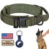 Picture of DAGANXI Tactical Dog Collar, Adjustable Military Training Nylon Dog Collar with Control Handle and Heavy Metal Buckle for Medium and Large Dogs, with Patches and Airtags Case (XL, Green)