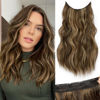 Picture of KooKaStyle Invisible Wire Hair Extensions with Transparent Wire Headband Adjustable Size 4 Secure Clips Long Wavy Hairpiece for Women