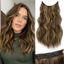 Picture of KooKaStyle Invisible Wire Hair Extensions with Transparent Wire Headband Adjustable Size 4 Secure Clips Long Wavy Hairpiece for Women