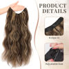 Picture of KooKaStyle Invisible Wire Hair Extensions with Transparent Wire Headband Adjustable Size 4 Secure Clips Long Wavy Hairpiece for Women