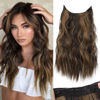 Picture of KooKaStyle Invisible Wire Hair Extensions with Transparent Wire Headband Adjustable Size 4 Secure Clips Balayage Dark Brown with Chestnut Long Wavy Hairpiece for Women