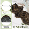 Picture of KooKaStyle Invisible Wire Hair Extensions with Transparent Wire Headband Adjustable Size 4 Secure Clips Balayage Dark Brown with Chestnut Long Wavy Hairpiece for Women