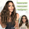 Picture of KooKaStyle Invisible Wire Hair Extensions with Transparent Wire Headband Adjustable Size 4 Secure Clips Balayage Dark Brown with Chestnut Long Wavy Hairpiece for Women