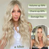 Picture of KooKaStyle Invisible Wire Hair Extensions with Transparent Headband Adjustable Size 4 Secure Clips Long Wavy Secret Wire Hairpiece 16 Inch for Women (Light Brown mix Platinum Blonde)