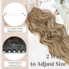 Picture of KooKaStyle Invisible Wire Hair Extensions with Transparent Headband Adjustable Size 4 Secure Clips Long Wavy Secret Wire Hairpiece 20 Inch for Women（Ash Brown with Beach Blonde）