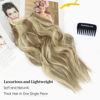 Picture of KooKaStyle Invisible Wire Hair Extensions with Transparent Headband Adjustable Size 4 Secure Clips Long Wavy Secret Wire Hairpiece Dirty Blonde Mixed Bleach Blonde 16 Inch for Women