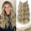 Picture of KooKaStyle Invisible Wire Hair Extensions with Transparent Headband Adjustable Size 4 Secure Clips Long Wavy Secret Wire Hairpiece for Women(24 Inch Dirty Blonde Mixed Bleach Blonde)