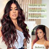 Picture of KooKaStyle Invisible Wire Hair Extensions with Transparent Headband Adjustable Size 4 Secure Clips Long Wavy Secret Wire Hairpiece 20 Inch Burgundy mix Dark Brown for Women