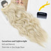 Picture of KooKaStyle Invisible Wire Hair Extensions with Transparent Wire Adjustable Size 4 Secure Clips Long Wavy Secret Hairpiece 20 Inch Platinum Blonde for Women